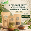 Sunflower Seeds + Chia Seeds + Moringa Powder -100 grams each