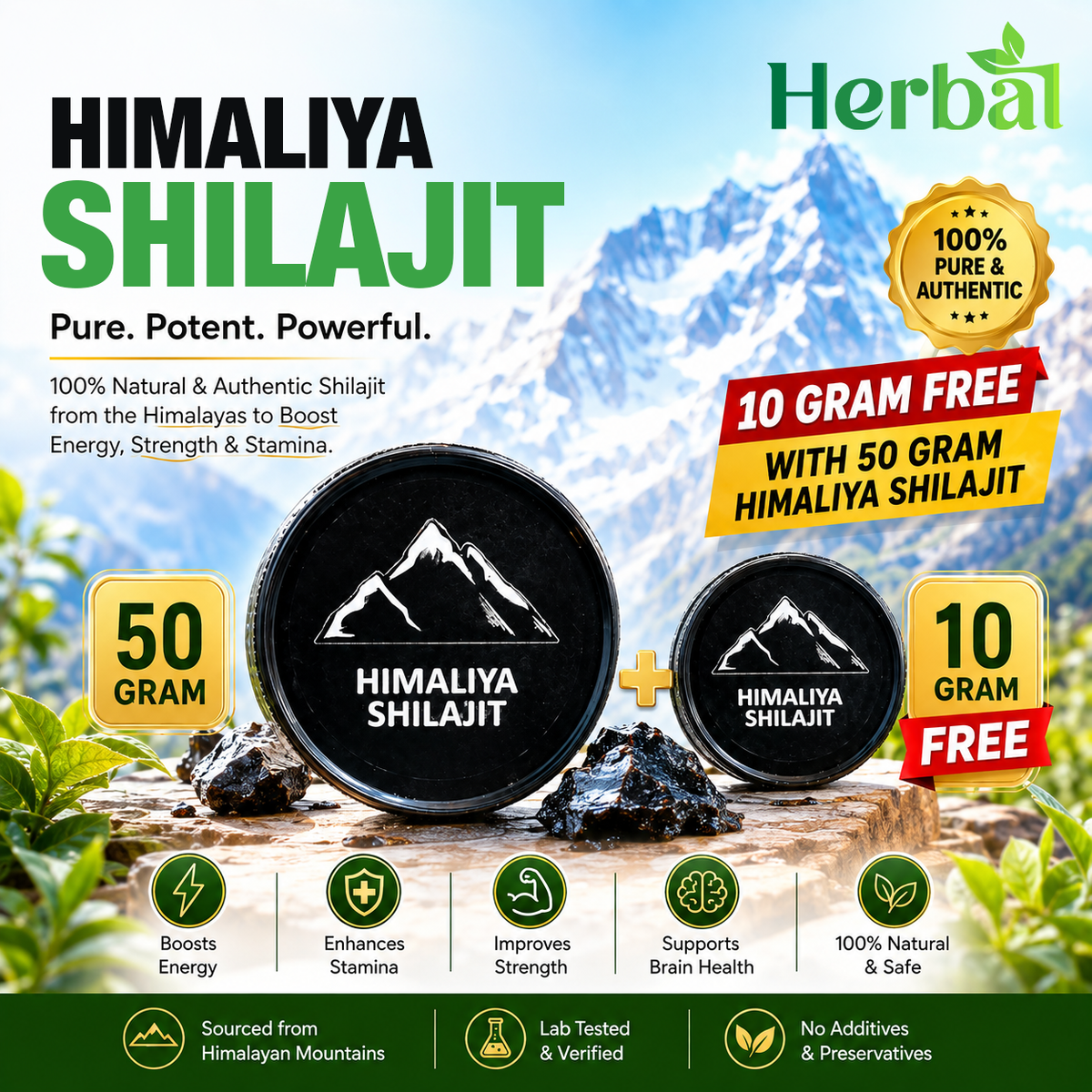 Himalaya Shilajit Resin – Buy 50g & Get 10g Free